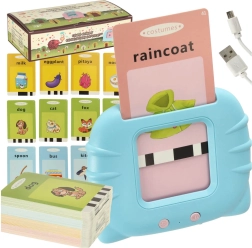 Vaikiškas garso skaitytuvas ir kortelės anglų kalbos mokymuisi, 112 dvišalių kortelių, mėlyna