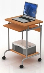 Kompaktiškas kompiuterio stalas su ištraukiama klaviatūros lentyna, bukas