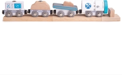 Bigjigs Rail medinis kasyklos traukinys su bėgiais ir buferiu