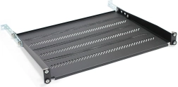 Reguliuojama perforuota lentyna 19" rack spintai 1U, 483 × 350 mm, juoda