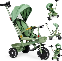 Children's tricycle 2-in-1 with canopy and rotating seat ECOTOYS – green