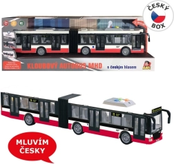 44 cm atbulas autobusas su inercine pavara, kalba čekiškai ir skelbia stoteles