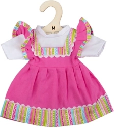 Pink dress with striped trimming for a 34 cm doll