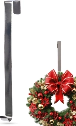 Metalinis sidabrinės spalvos durų kabliukas vainikui 30 cm