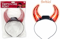 Šviečiantys velnio ragai su baterijomis 15 cm