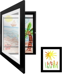 Medinis A4 nuotraukų rėmelis su laikymo skyreliu – juodas