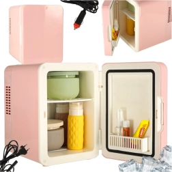 Elektrinis nešiojamas mini šaldytuvas 2 viename rožinis 4 l