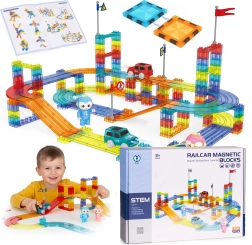 Magnetic race track set, 154 pieces with LED cars