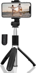 Selfie stick and tabletop tripod 2-in-1 with Bluetooth remote control