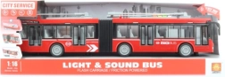 Articulated red trolleybus with batteries