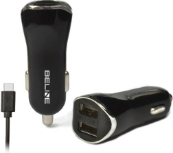 Automobilinis įkroviklis 2× USB + USB‑C 2,1 A juodas