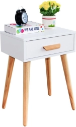 Naktinis staliukas arba kavos/šoninis staliukas iš pušies medienos ModernHome, baltas