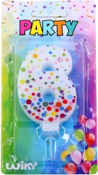 Gimtadienio žvakutė skaičius 6 su taškeliais