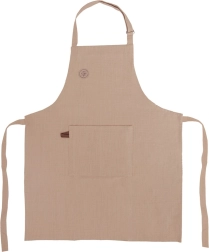 Cotton kitchen apron with ties, beige
