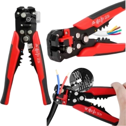 Multifunkcinės laidų izoliacijos nuėmimo replės ir antgalių presas 3 viename