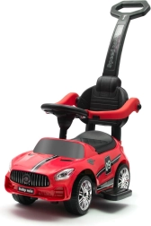 Children's ride-on with sounds and push handle BABY MIX Racer, red