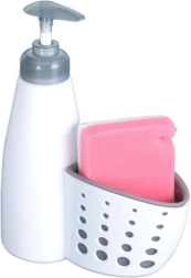 Indų ploviklio dozatorius su kempinėlės laikikliu 370 ml, baltas