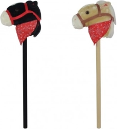 Pliušinis arkliukas ant lazdos su garsu 80 cm, juodas