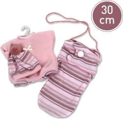 Llorens lėlytės 30 cm drabužėlis – 3 dalių rinkinys su krepšiu