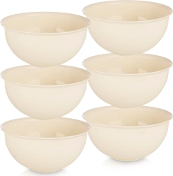 Plastikiniai kreminės spalvos dubenėliai SANDY 13 cm, 500 ml – rinkinys 6 vnt.