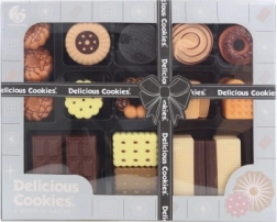 Vaikiškas plastikinio maisto rinkinys – vafliai, sausainiai, šokoladas ir gofriai