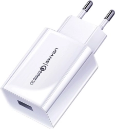Tinklo įkroviklis USAMS T22 1xUSB 18W QC 3.0 greitas įkrovimas