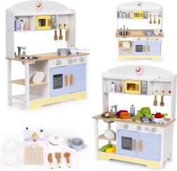 Wooden children's kitchen with oven, washing machine and microwave ECOTOYS – 12 accessories