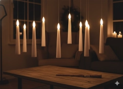 10 kabančių LED žvakių rinkinys su stebuklinga lazdele 1,5 × 15,5 cm