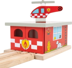 Medinė gaisrinė stotis su heliportu Bigjigs Rail
