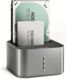 USB-C 5 Gb/s dokavimo stotelė 2× SATA 2.5"/3.5" SSD/HDD su klonavimo funkcija