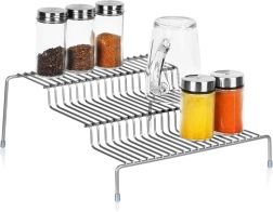Gray metal kitchen shelf, 3 tiers, 28 × 26 × 11 cm