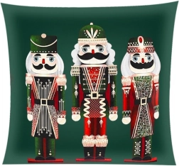 Pliušinis kalėdinis pagalvės užvalkalas 40 × 40 cm Senelis Spragtukas RUHHY – 1 vnt. – Žalia
