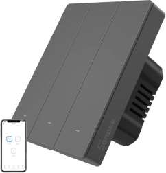 Smart wifi wall switch sonoff m5, 3-channel, for frame, graphite