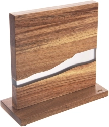 Medinis magnetinis dvišalis peilių stovas River iš akacijos medienos