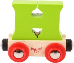 BIGJIGS RAIL vagonėlis mediniam traukinio bėgių rinkiniui – raidė H