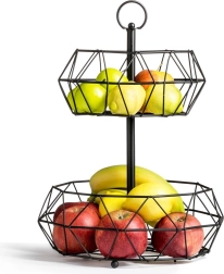 Dviaukštė juoda metalinė vaisių dėžė