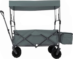 Didelis sulankstomas sodo ir paplūdimio vežimėlis su kupolu ir XL ratais