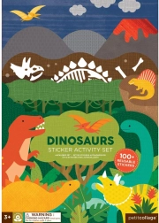 Petit Collage daugkartinio naudojimo lipdukai – dinozaurų scena