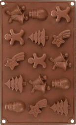 Silicone Christmas mold for cookies and pralines, orange