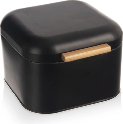 Juodas metalinis duonos dėklas 21,5 × 20 × 14,5 cm