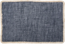 Stačiakampė stalo servetėlė 45 × 30 cm, tamsiai mėlyna su smėlio spalvos apvadu