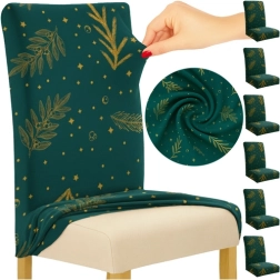 Ruhhy Christmas elastic chair covers, green, set of 6 pcs