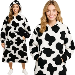 Antklodės tipo džemperis su gobtuvu RUHHY XXL juodai baltas