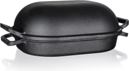 Oval cast-iron roaster with lid