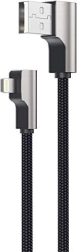 Aukey CB-AL01 Lightning–USB‑A kabelis 2 m su 90° kampu, MFi, juodas nailonas