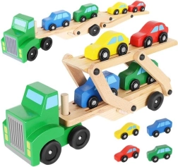 Kruzzel medinis vilkikas su autovežiu ir 4 automobiliukais