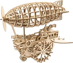 Medinė mechaninė steampunk oro laivo dėlionė