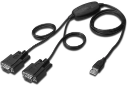 USB 2.0 adapteris į 2x RS232 (DB9) su USB A M/Ž kabeliu, ilgis 1,5 m