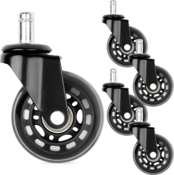 Guminiai biuro kėdės ratukai 63 mm, kaištis 10 mm, 5 vnt.