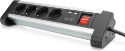 Biuro maitinimo juosta 45° su 4 lizdais, 2x USB (5V/2A), pasukama 290°